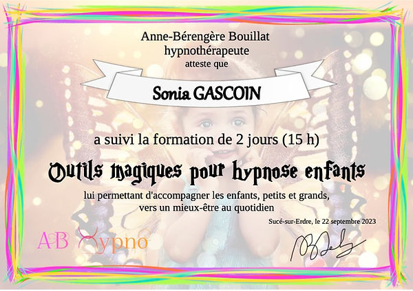 Certificat de formation Sonia Gascoin