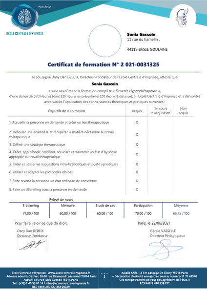Certificat de formation